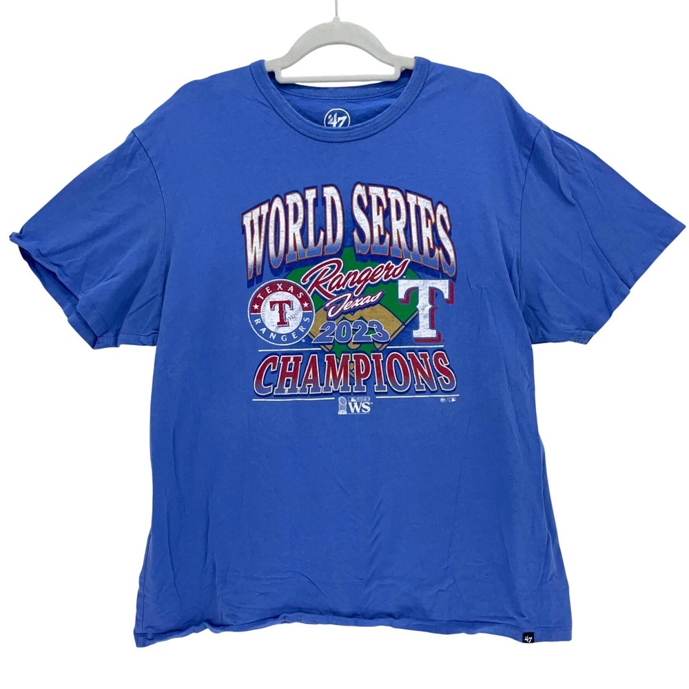 '47 Brand Blue Texas Rangers 2023 World Series Champions T-Shirt XXL MLB Graphic